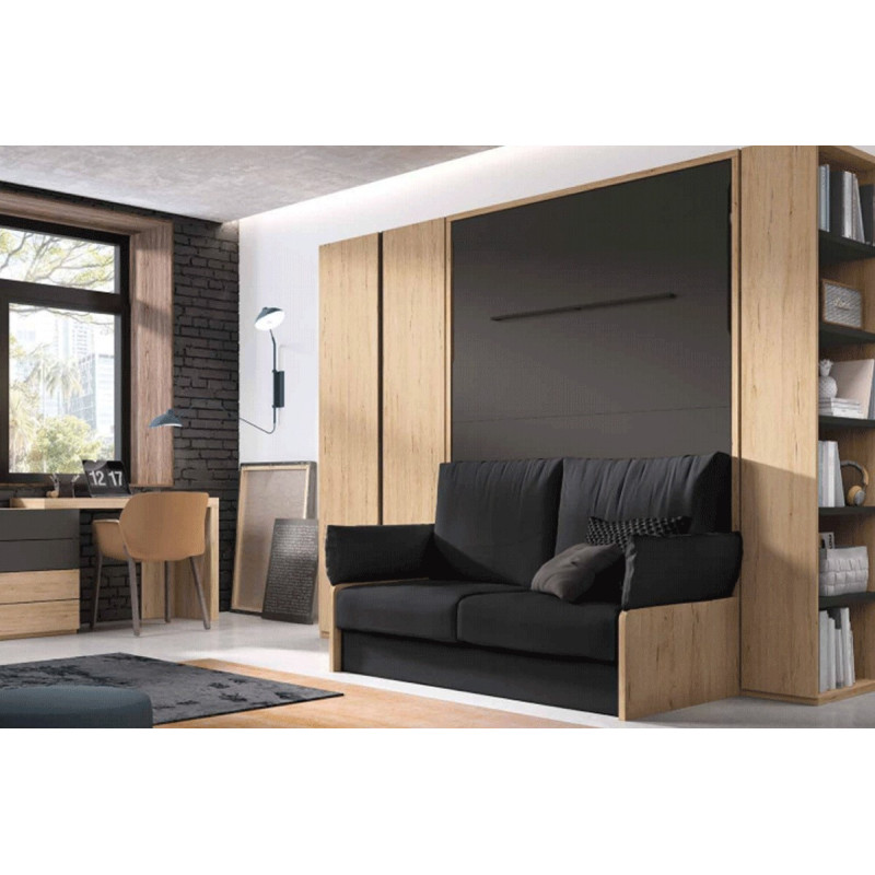 Eos - Armoire lit autoportante avec banquette 